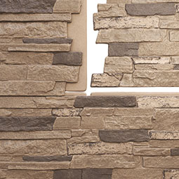 Ekena Millwork - PNU24X48AL - Acadia Ledge Stacked Stone, StoneCraft Faux Riverrock Siding Panel