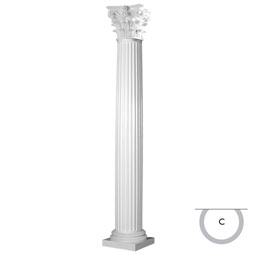 CW Ohio Inc. - ESATFSA - Endura-Stone™ Fluted Column, Round Shaft (FRP) w/True Entasis Taper, Smooth Finish - Ready to be Painted