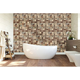 Ekena Millwork - WPW12X12HTMENA - 11 7/8"W x 11 7/8"H x 1/2"P Heritage Boat Wood Mosaic Wall Tile, Natural Finish