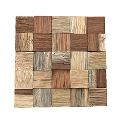 Ekena Millwork - WPW12X12HTMENA - 11 7/8"W x 11 7/8"H x 1/2"P Heritage Boat Wood Mosaic Wall Tile, Natural Finish
