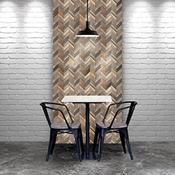 Ekena Millwork - WPW12X12CVMENA - 11 7/8"W x 11 7/8"H x 3/8"P Chevron Boat Wood Mosaic Wall Tile, Natural Finish