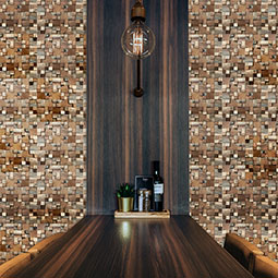 Ekena Millwork - WPW12X12BLMENA - 11 7/8"W x 11 7/8"H x 1/2"P Belmont Boat Wood Mosaic Wall Tile, Natural Finish