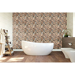 Ekena Millwork - WPW12X12FRMENA - 11 7/8"W x 11 7/8"H x 3/4"P Freeport Boat Wood Mosaic Wall Tile, Natural Finish