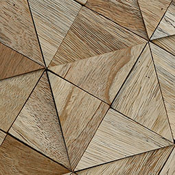 Ekena Millwork - WPW12X12AUMENA - 11 7/8"W x 11 7/8"H x 1/2"P Authentic Boat Wood Mosaic Wall Tile, Natural Finish