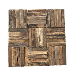 Ekena Millwork - WPW12X12WVMENA - 11 7/8"W x 11 7/8"H x 1/2"P Weave Boat Wood Mosaic Wall Tile, Natural Finish