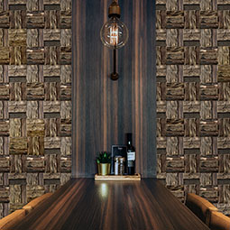 Ekena Millwork - WPW12X12BCMENA - 11 7/8"W x 11 7/8"H x 3/4"P Boca Boat Wood Mosaic Wall Tile, Natural Finish