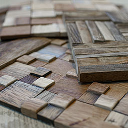 Ekena Millwork - WPW12X12BCMENA - 11 7/8"W x 11 7/8"H x 3/4"P Boca Boat Wood Mosaic Wall Tile, Natural Finish