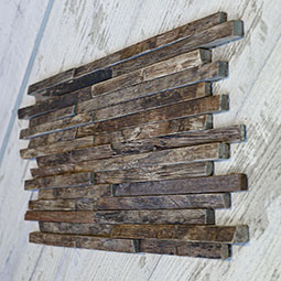 Ekena Millwork - WPW24X12STMENA - 23 3/4"W x 11 7/8"H x 3/4"P Stacked Boat Wood Mosaic Wall Tile, Natural Finish
