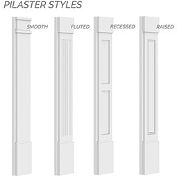 Ekena Millwork - PILPSM-2 - Plain PVC Pilaster w/Standard Capital & Base (Pair)