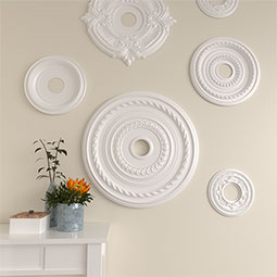 Ekena Millwork - CM25CO_P - 25 3/8"OD x 3 3/8"ID x 1 3/8"P Cole Ceiling Medallion (Fits Canopies up to 9 1/8")