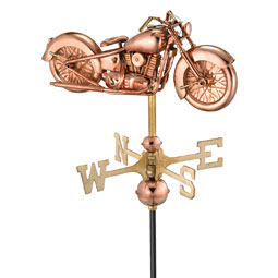 Good Directions - GD8846P - 14"L x 11"W x 25"H Motorcycle Weathervane, Polished Copper