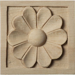 Ekena Millwork - ROSWME - 3"W x 3"H x 5/8"P Small Medway Square Rosette