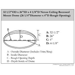 Ekena Millwork - DOME32NE - 32 1/2"OD x 26"ID x 4 1/8"D Nexus Ceiling Recessed Mount Dome (26 1/4"Diameter x 4"D Rough Opening)
