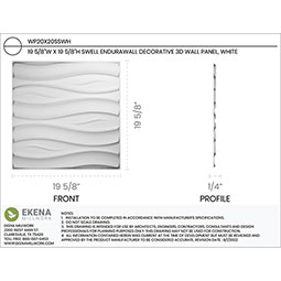 Ekena Millwork - WPSS - 19 5/8"W x 19 5/8"H Swell EnduraWall Decorative 3D Wall Panel