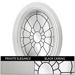 Hy-Lite - DF2436FLORPEBK - Rough Opening: 24"W x 36"H (Actual Size: 23 1/4" x 35 1/4"H) Floral Oval Window with Private Elegance, Black Patina