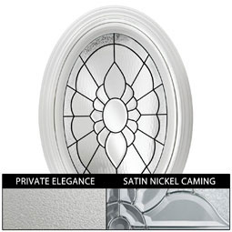 Hy-Lite - DF2436FLORPENK - Rough Opening: 24"W x 36"H (Actual Size: 23 1/4" x 35 1/4"H) Floral Oval Window with Private Elegance, Satin Nickel