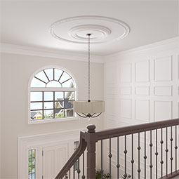 Ekena Millwork - CR37FL_P - 76"OD x 68"ID x 4"W x 7/8"P Floral Classic Ceiling Ring