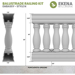 Ekena Millwork - BALKEM - Fiberthane Embassy Balustrade Railing Kit