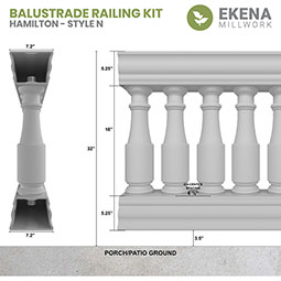 Ekena Millwork - BALKHM - Fiberthane Hamilton Balustrade Railing Kit