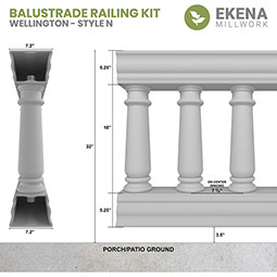 Ekena Millwork - BALKWE - Fiberthane Wellington Balustrade Railing Kit
