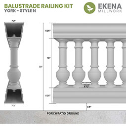 Ekena Millwork - BALKYO - Fiberthane York Balustrade Railing Kit
