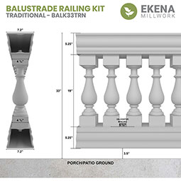 Ekena Millwork - BALKTR - Fiberthane Traditional Balustrade Railing Kit