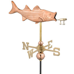 Good Directions - GD8847P - 17"L x 11"W x 23"H Bass and Lure Weathervane, Polished Copper