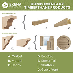 Ekena Millwork - RFTURMED - Mediterranean Rough Cedar Woodgrain TimberThane Rafter Tail, Primed Tan