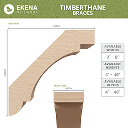 Ekena Millwork - BRCURPEC - Pescadero Rough Cedar Woodgrain TimberThane Knee Brace