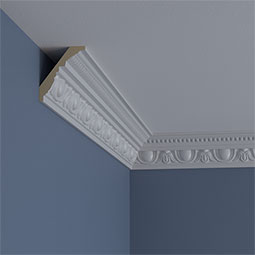 Ekena Millwork - MLD03X02X04TR - 3 1/4"H x 2 3/4"P x 4 3/8"F x 94 1/2"L, (3 7/8" Repeat) Traditional Egg & Dart with Beads Crown Moulding