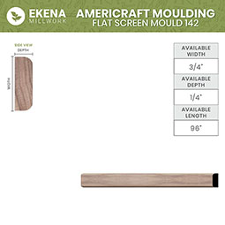 Ekena Millwork - MLDWM142 - WM142 1/4"D x 3/4"W x 96"L Americraft Solid Hardwood Stain Grade Flat Screen Moulding