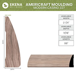 Ekena Millwork - MLDWM327 - WM327 5/8"D x 2 1/4"W x 96"L Americraft Solid Hardwood Stain Grade Modern Casing Moulding