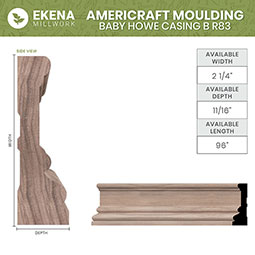 Ekena Millwork - MLDBRB3 - BRB3 5/8"D x 2 1/4"W x 96"L Americraft Solid Hardwood Stain Grade Baby Howe Casing Moulding