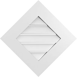 Ekena Millwork - GVSDI01 - Diamond Surface Mount Signature Urethane Gable Vent Functional Standard Frame, Primed Tan