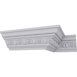 Ekena Millwork - MLD03X03X05JA - 3 3/4"H x 3 7/8"P x 5 3/8"F x 94 1/4"L, (2 3/8" Repeat), Jackson Egg and Dart Crown Moulding