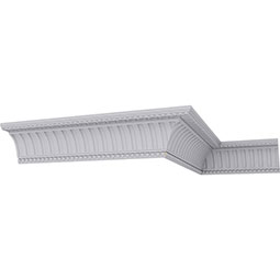 Ekena Millwork - MLD05X05X06DE - 4 3/4"H x 4 1/4"P x 6 1/8"F x 94 1/2"L, (1 1/8" Repeat), Cove Dentil with Bead Crown Moulding