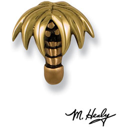 Michael Healy Designs - MHR39 - 3"W x 3"H Michael Healy Palm Tree Doorbell Ringer, Brass