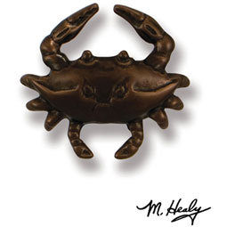 Michael Healy Designs - MHR48 - 3 1/2"W x 3"H Michael Healy Crab Doorbell Ringer, Oiled Bronze