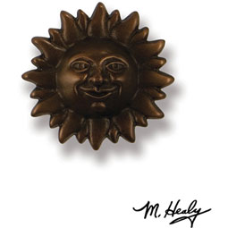 Michael Healy Designs - MHR63 - 3 1/4"W x 3 1/4"H Michael Healy Sunface Doorbell Ringer, Oiled Bronze