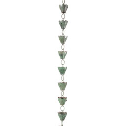Good Directions - GD463V1-8 - 13 Cup Tulip Pure Blue Verde Copper 8.5 ft. Rain Chain Leader