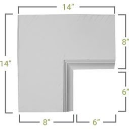 Ekena Millwork - CC08PIC02X14X14TR - 14"W x 2"P x 14"L Perimeter Inside Corner for 8" Traditional Coffered Ceiling System