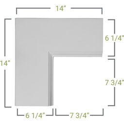Ekena Millwork - CC05PIC02X14X14TR - 14"W x 2"P x 14"L Perimeter Inside Corner for 5" Traditional Coffered Ceiling System
