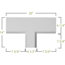 Ekena Millwork - CC05PTE02X14X20TR - 14"W x 2"P x 20"L Perimeter Tee for 5" Traditional Coffered Ceiling System