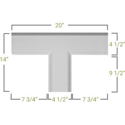 Ekena Millwork - CC05ITE02X14X20TR - 14"W x 2"P x 20"L Inner Tee for 5" Traditional Coffered Ceiling System