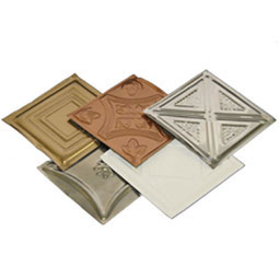 Sample - Tin Ceiling Tile Samples, Brass, Chrome, Copper, Pre-Painted White, Unfinshed Steel 