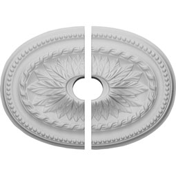 Ekena Millwork - CM18SA2-03500 - 18 1/2"W x 13 1/2"H x 3 1/2"ID x 1 7/8"P Saverne Ceiling Medallion, Two Piece (Fits Canopies up to 3 1/2")