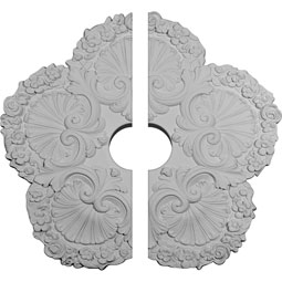 Ekena Millwork - CM25SH2-04500 - 25 5/8"OD x 4 1/2"ID x 1"P Shell Ceiling Medallion, Two Piece (Fits Canopies up to 4 1/2")