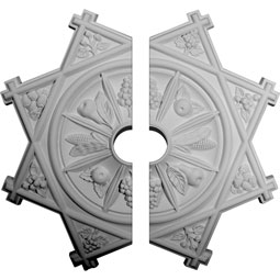 Ekena Millwork - CM38AN2-06000 - 38 1/4"OD x 6"ID x 1 1/2"P Antilles Ceiling Medallion, Two Piece (Fits Canopies up to 6")