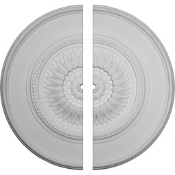 Ekena Millwork - CM41FL2-01500 - 41 1/8"OD x 1 1/2"ID x 2 1/2"P Large Floral Ceiling Medallion, Two Piece (Fits Canopies up to 1 1/2")
