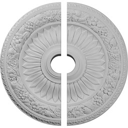 Ekena Millwork - CM23BE2 - 23 5/8"OD x 3 5/8"ID x 1 1/8"P Bellona Ceiling Medallion, Two Piece (Fits Canopies up to 3 5/8")